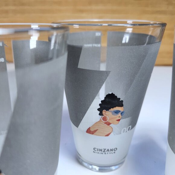 Cinzano Mixin' Style Vintage Tall Cocktail Glasses Set Of 3 Retro Vintage 1980's - Picture 11 of 11